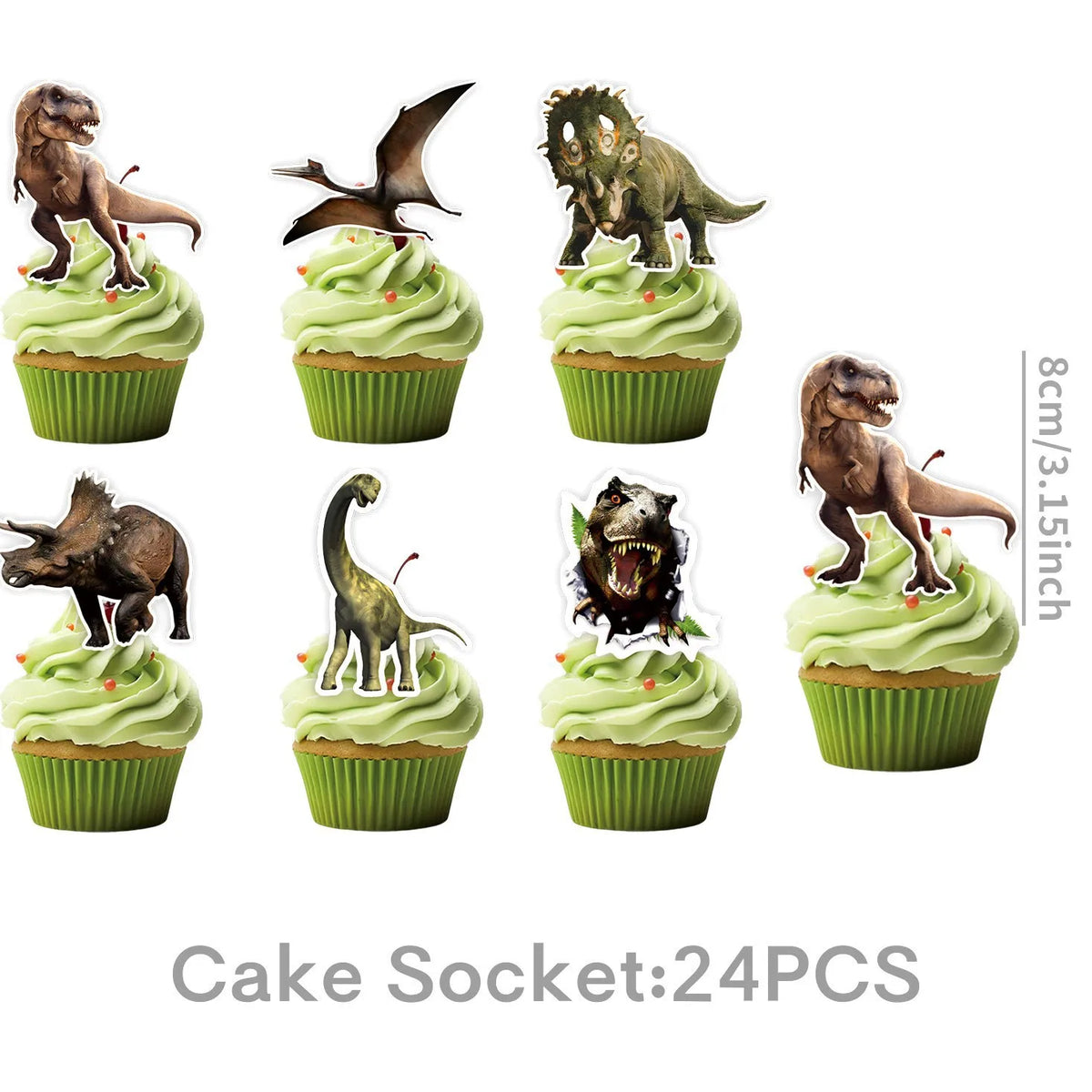 Dinosaur Cupcake Toppers & Cake Decor – Kids Birthday Party Cake Toppers Babs Orange as show