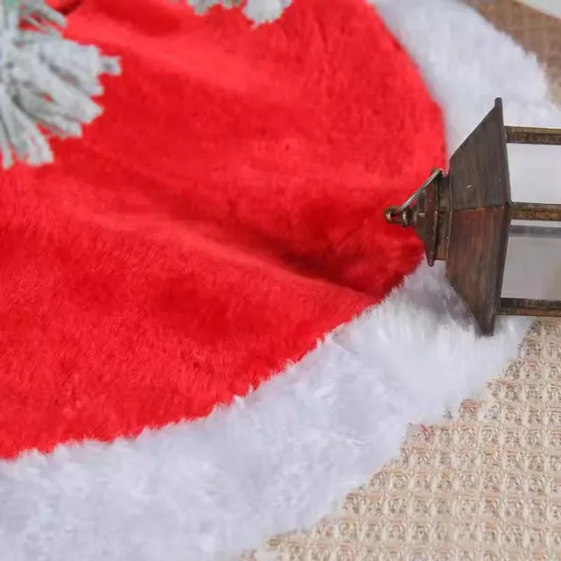 Mini Christmas Tree Skirt – Red & White Snowflake Mat Christmas Tree Skirt Babs