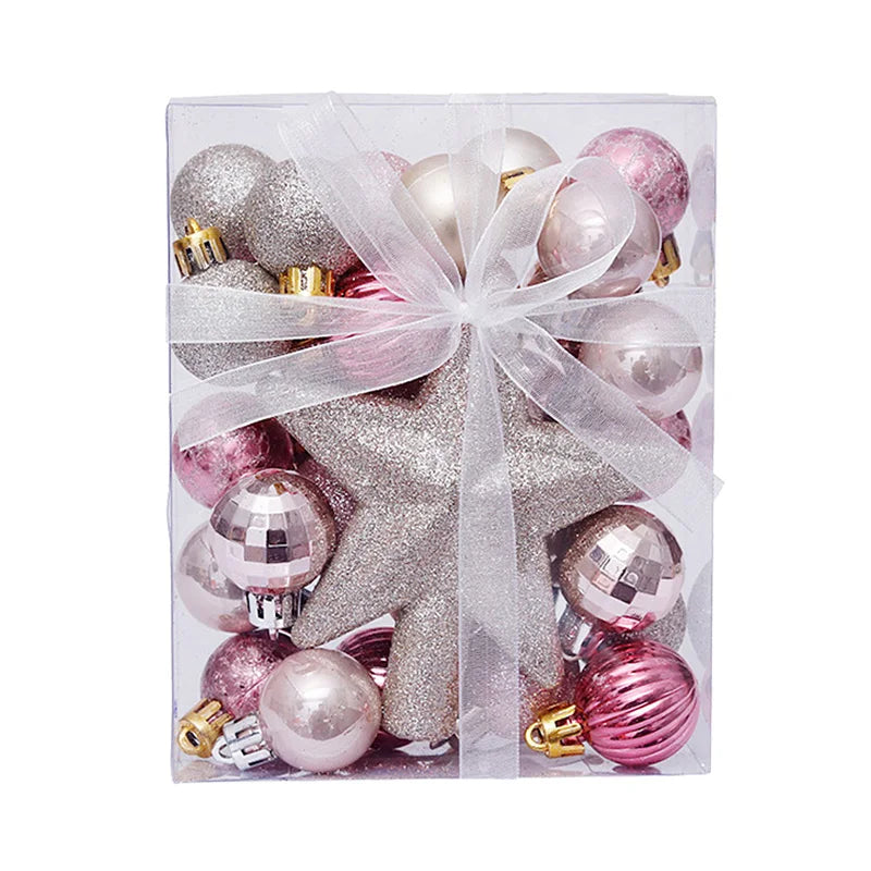 30-Piece Christmas Bauble Ball Set – Tree Ornaments & Star Topper Christmas Tree Ornaments Babs pink Other