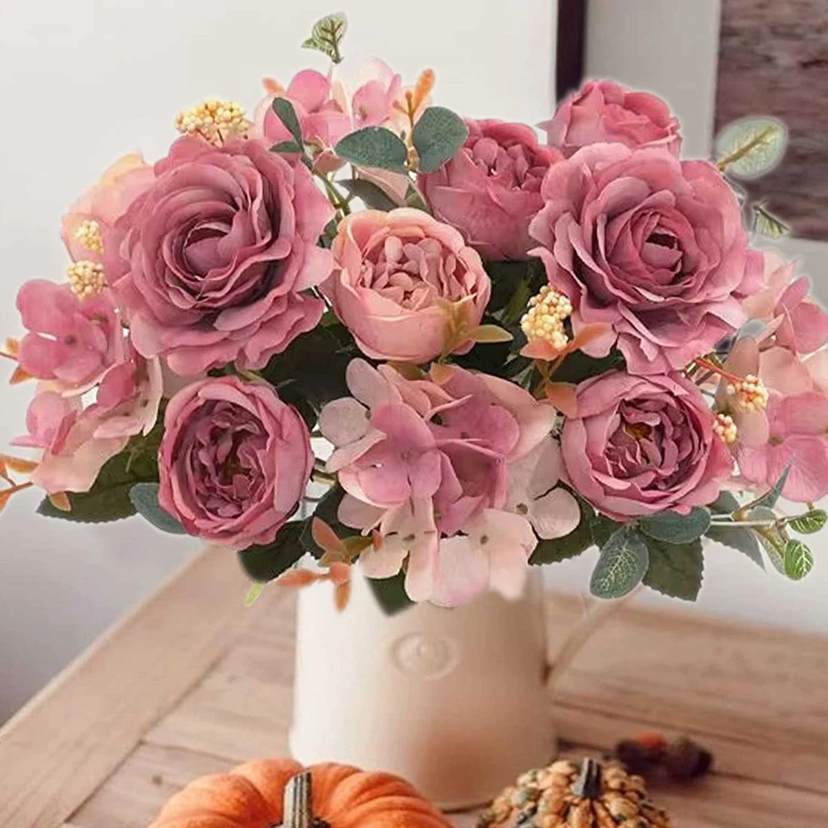 Silk Rose Peony Hydrangea Bouquet – Wedding & Home Decor Artificial Flower Bouquet Babs