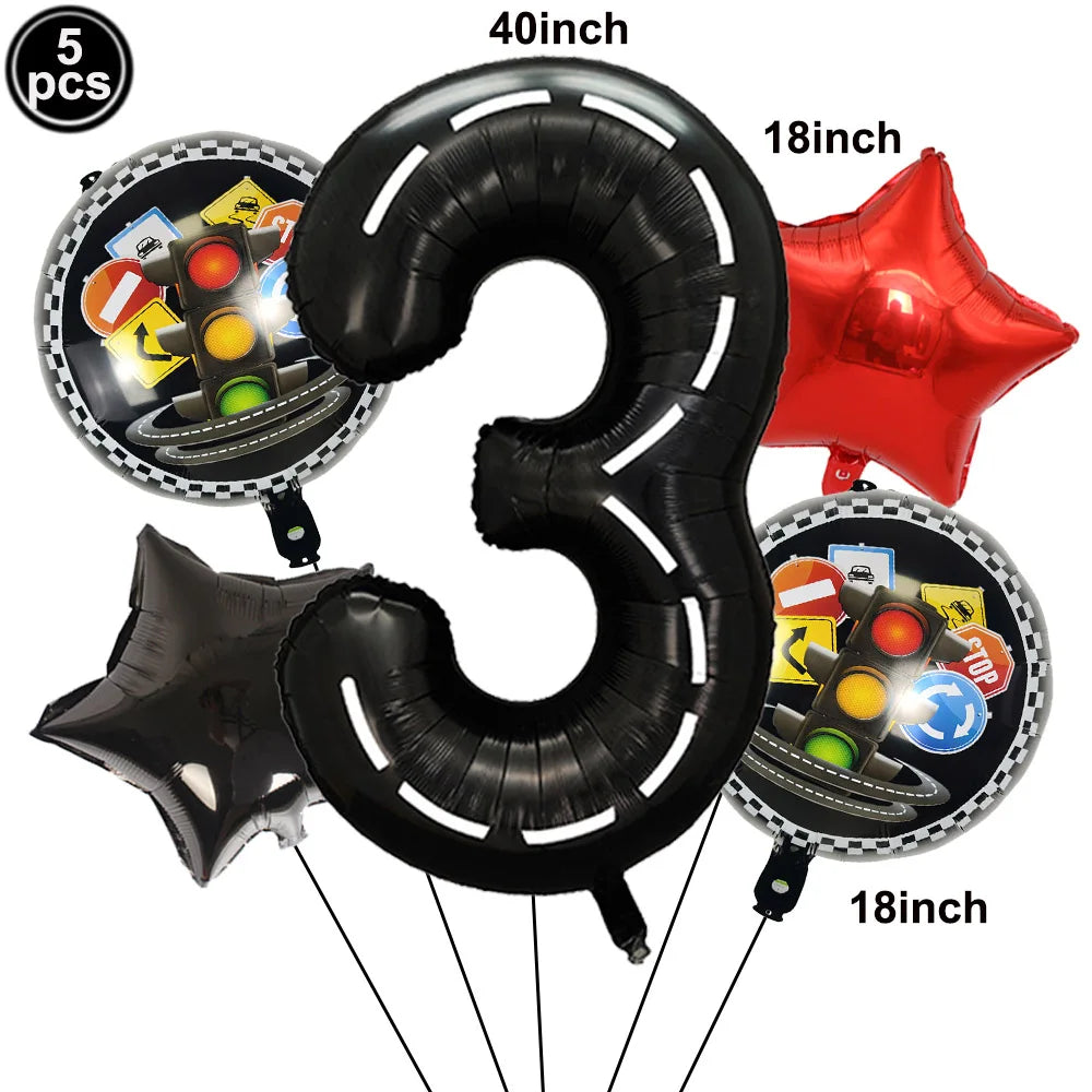 Race Car 1st Birthday Balloons – Fast One Boy Party Decor Set Party Balloon Set Babs B Number 3 As picture show