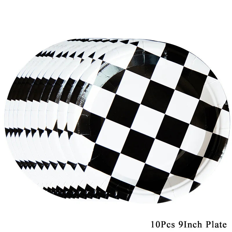 Race Car Checkered Flag Party Supplies – Racing Theme Decor Party Decoration Set Babs light green