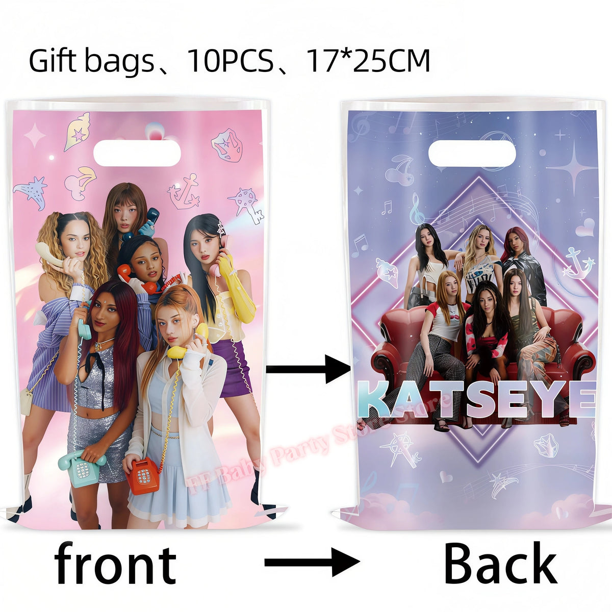 Katseye Kpop Birthday Party Supplies – Plates, Cups & Balloons Party Supplies Set Babs 10cps Gift bags
