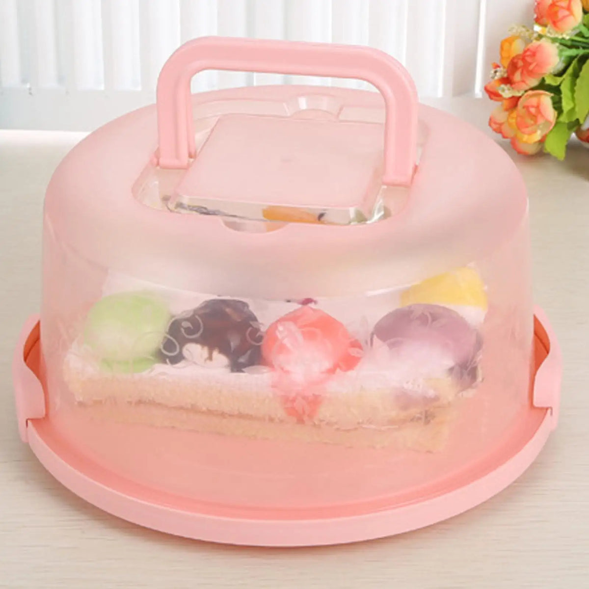 Portable Round Cake Carrier Box with Lid & Handle | Food Storage Cake Carrier Box Babs