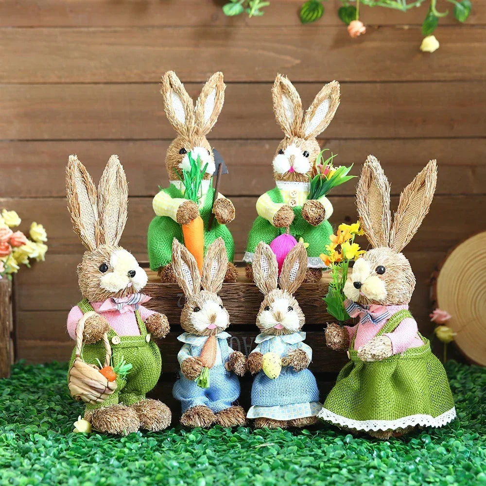 Easter Straw Bunny Decor 35cm – Rustic Handmade Decoration Easter Bunny Decor Babs