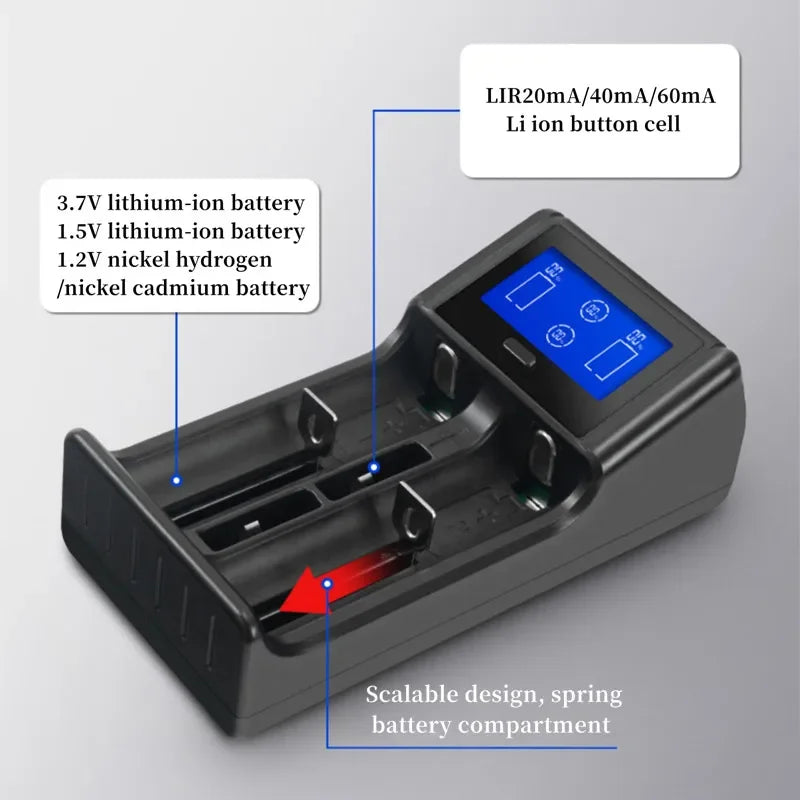 Alasicka Universal Battery Charger – USB, Multi-Type Cells Battery Charger Babs