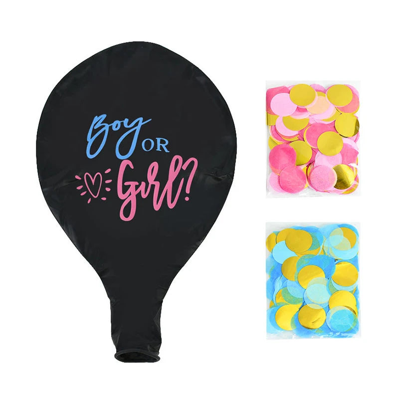 36" Giant Gender Reveal Balloon Set – Blue & Pink Confetti Gender Reveal Balloon Babs