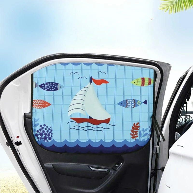 Magnetic Car Window Sunshade – UV Protection Double Layer Curtain Car Window Sunshade Babs
