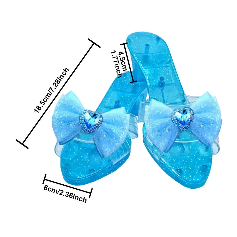 Princess Crystal Shoes Girls Dress-Up Toy High Heels Dollhouse Dress-Up Toy Shoes Babs Blue