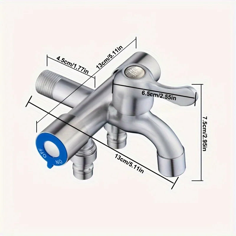 Stainless Steel 3-Way Tap & Washing Machine Angle Valve Angle Valve Faucet Babs