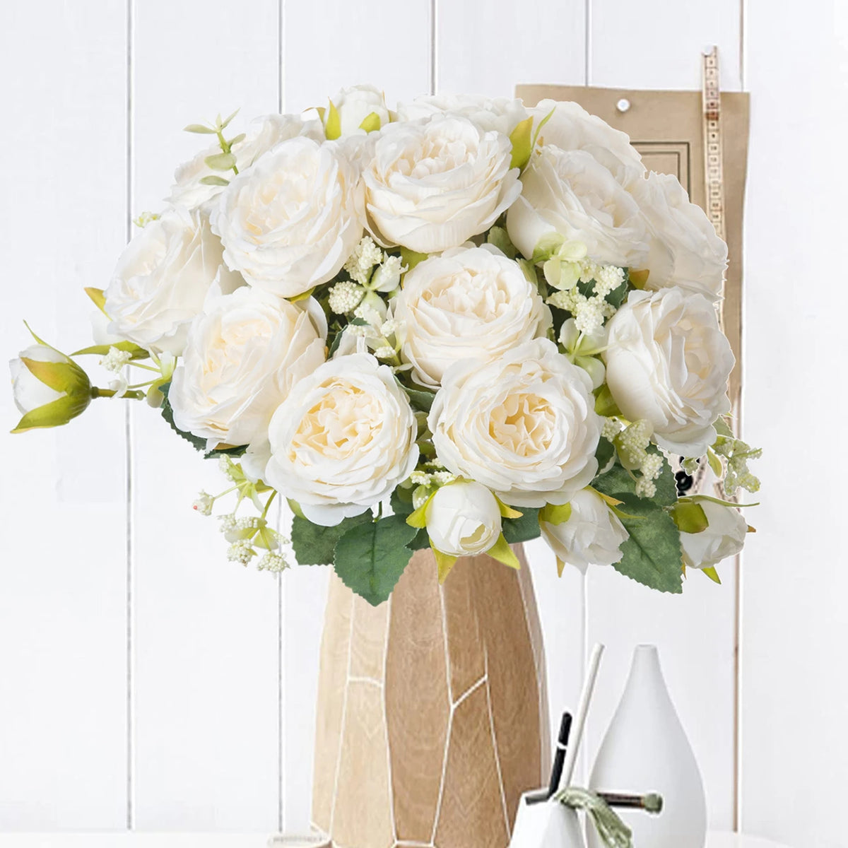 Artificial Silk White Peony Stems – Wedding & Home Décor Artificial Silk Flowers Babs
