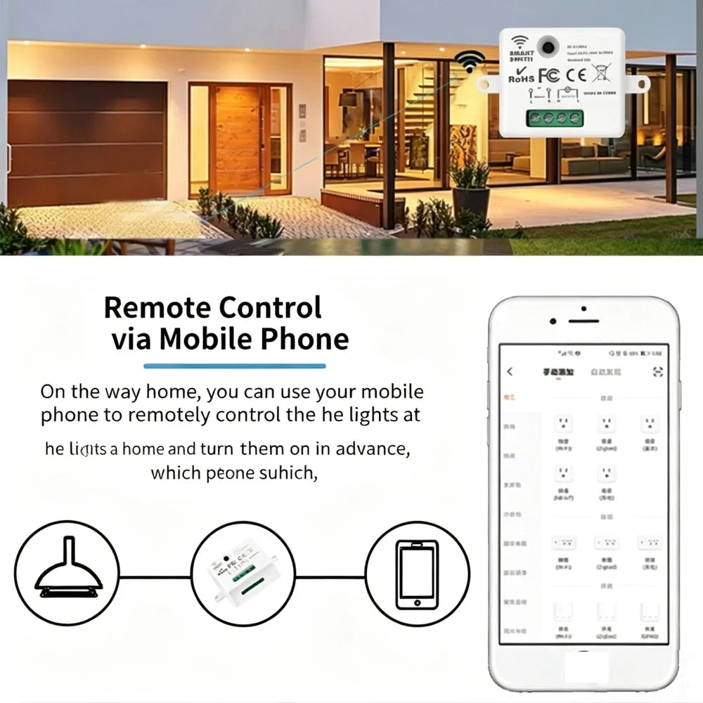 WiFi RF433MHz Smart Light Switch Dry Contact Relay DC12V AC85-240V Smart Relay Switch Babs