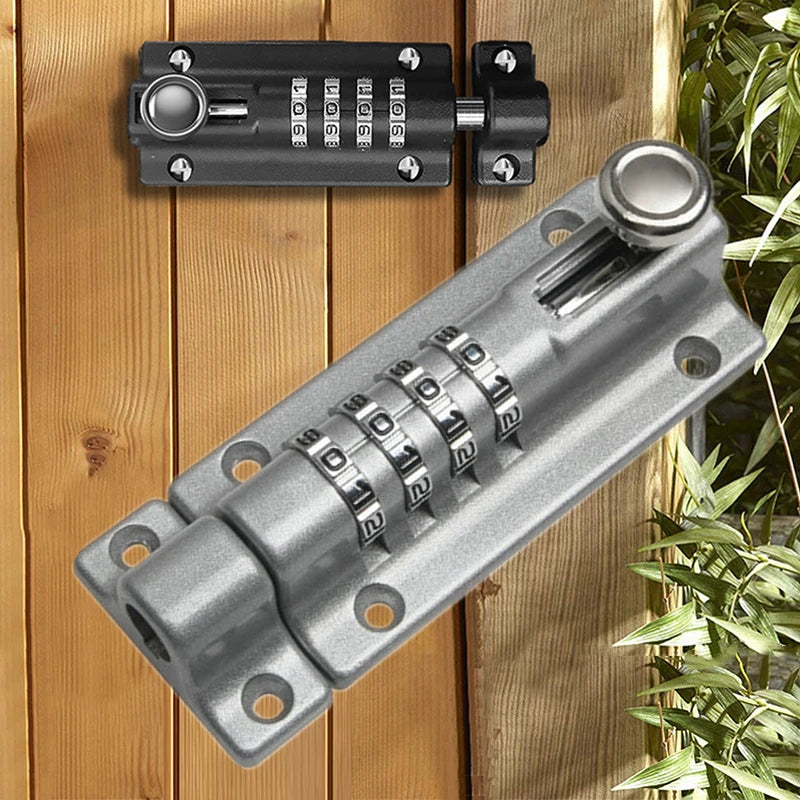 Combination Digit Padlock – Zinc Alloy Door Bolt Latch, Black/Silver Combination Padlock Babs
