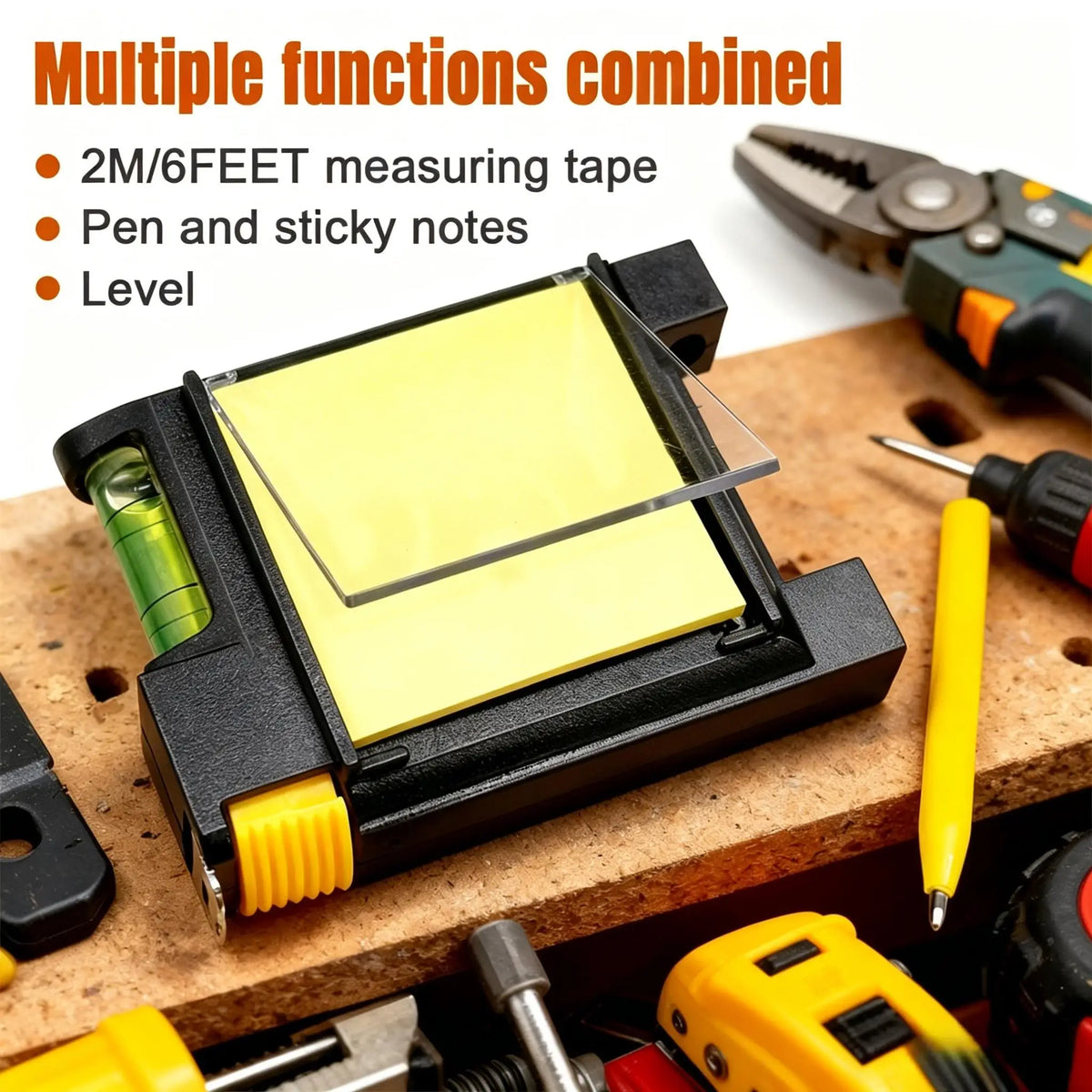 4-in-1 Tape Measure with Level, Notepad & Pen – 78.74 In Multifunctional Tape Measure Babs