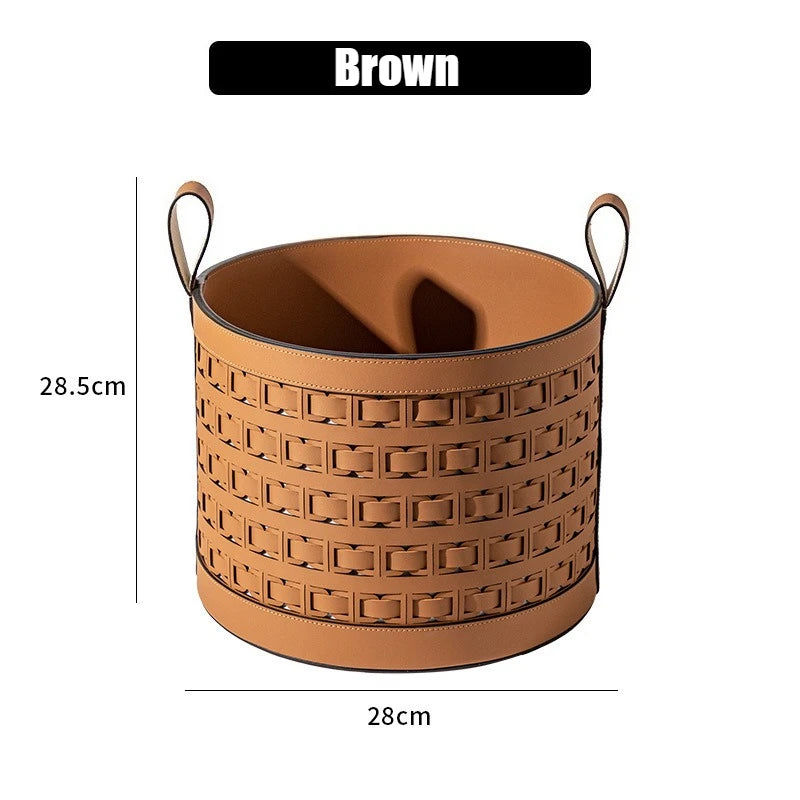 Leather Laundry Basket – Large Portable Home Storage Bin Laundry Storage Basket Babs Small Brown