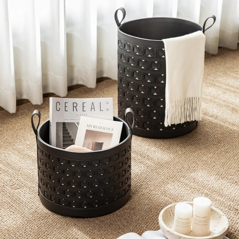 Leather Laundry Basket – Large Portable Home Storage Bin Laundry Storage Basket Babs