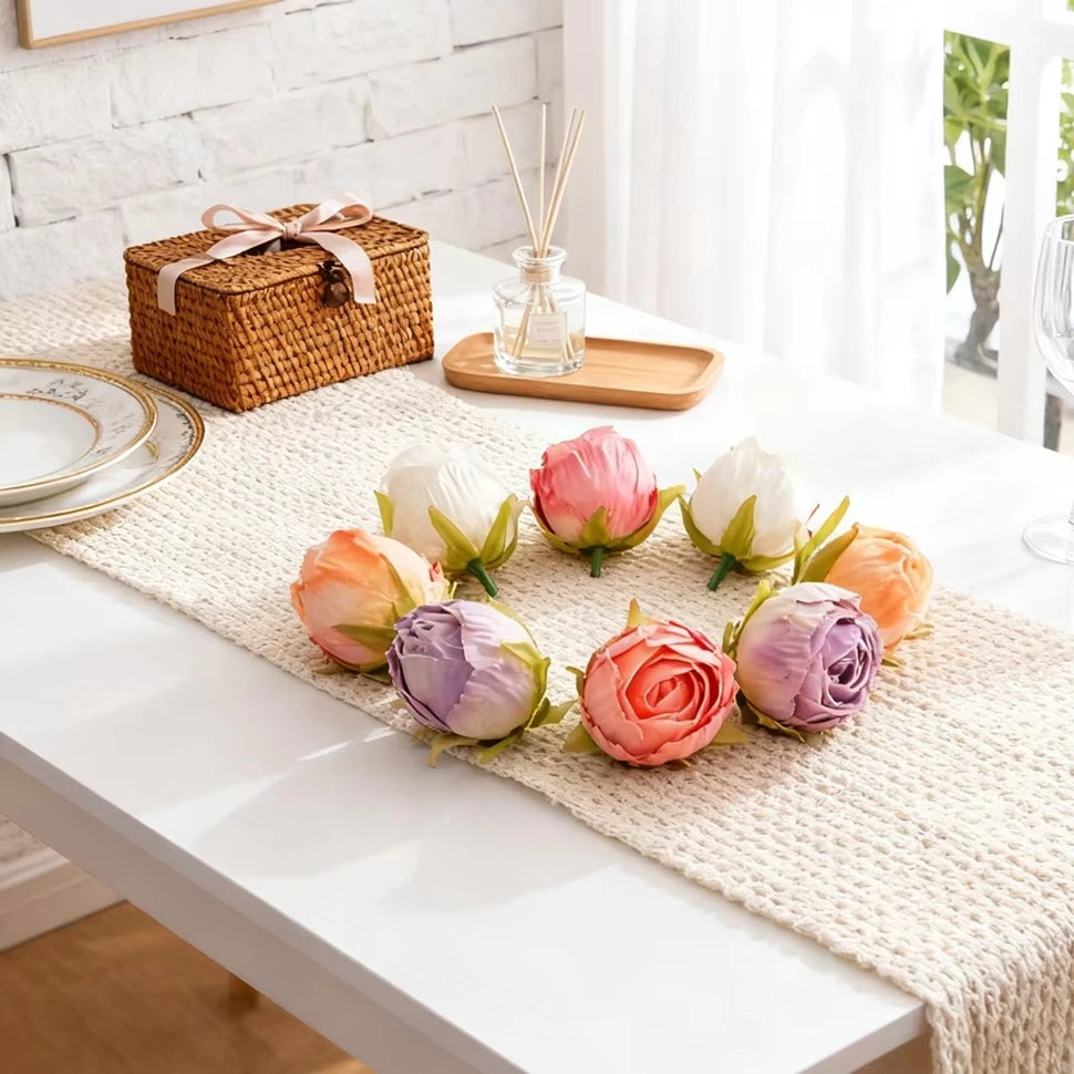 49/80PCS Silk Rose Bud Heads – Wedding & DIY Home Décor Artificial Flower Heads Babs