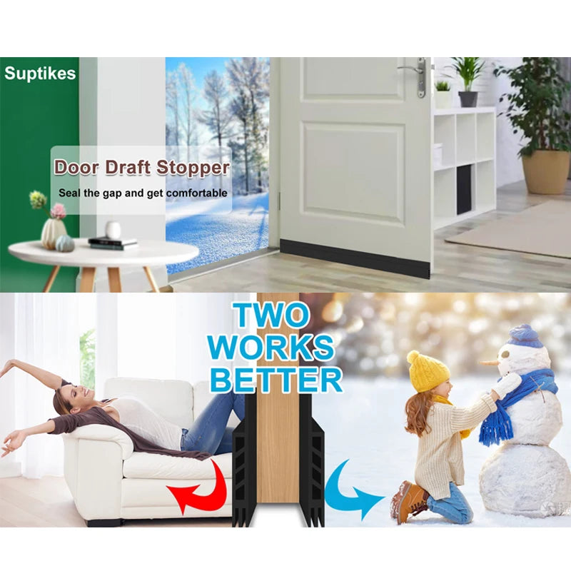 Under Door Draft Stopper Rubber Seal Strip – 1M, Self-Adhesive Door Seal Strip Babs
