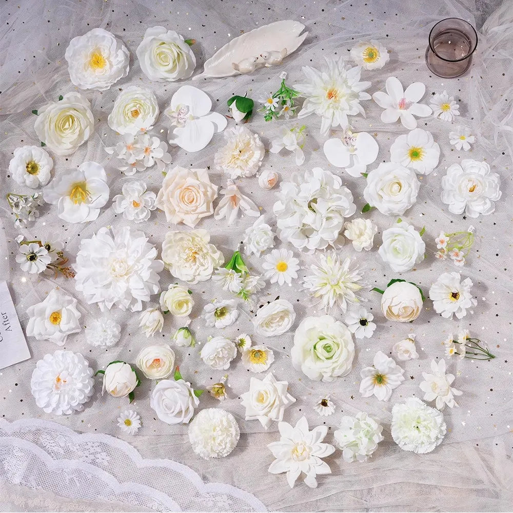 White Artificial Rose Flower Heads – Wedding & Home Decor Artificial Flower Heads Babs
