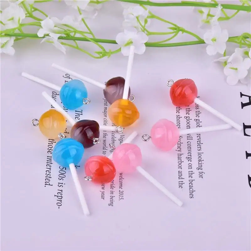 20Pcs Lollipop Resin Charms for DIY Keychains & Jewelry Making Resin Craft Charms Babs