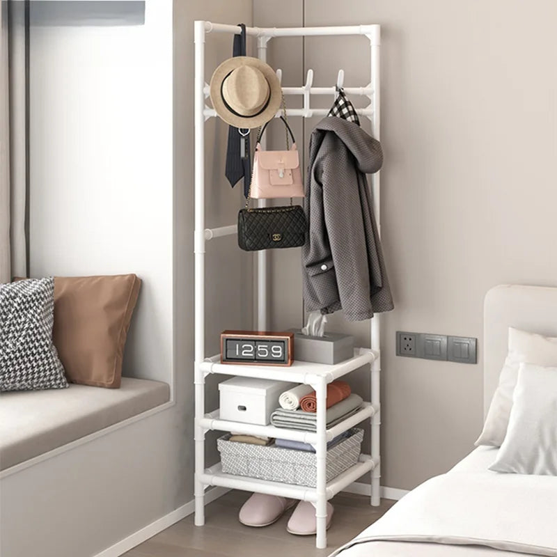 Corner Clothes Rack Multi-Tier Adjustable Standing Coat Hanger Corner Coat Rack Babs 3layers-white