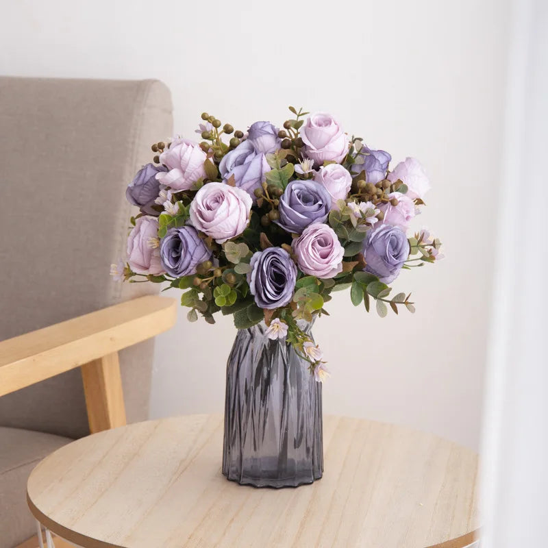 Silk Rose Artificial Bouquet – Wedding & Home Floral Decor Artificial Flower Bouquet Babs