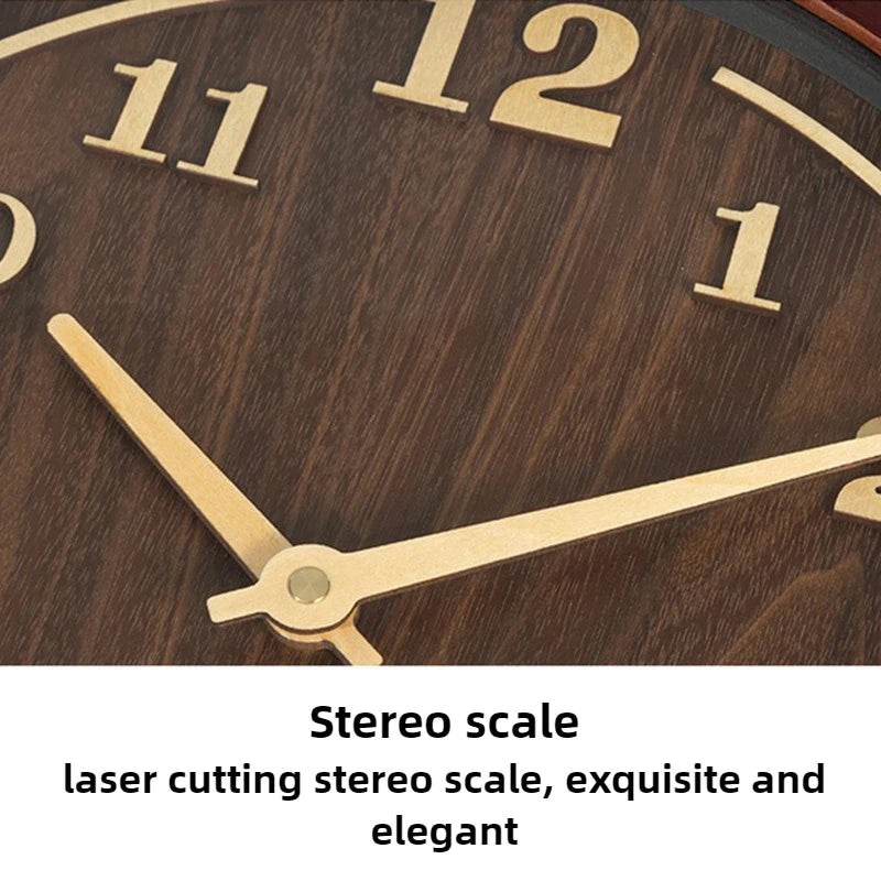 Vintage Wooden Wall Clock – Silent Quartz Round 30/35cm Wooden Wall Clock Babs