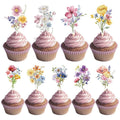 18Pcs Boho Wildflower Cupcake Toppers – Birthday & Baby Shower Cupcake Toppers Babs 18pcs
