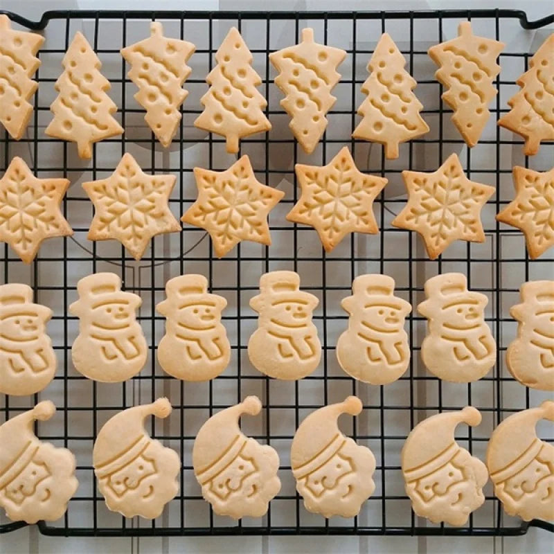 4-Piece Christmas Cookie Cutter & Press Mold Set | Holiday Baking Cookie Cutter Set Babs