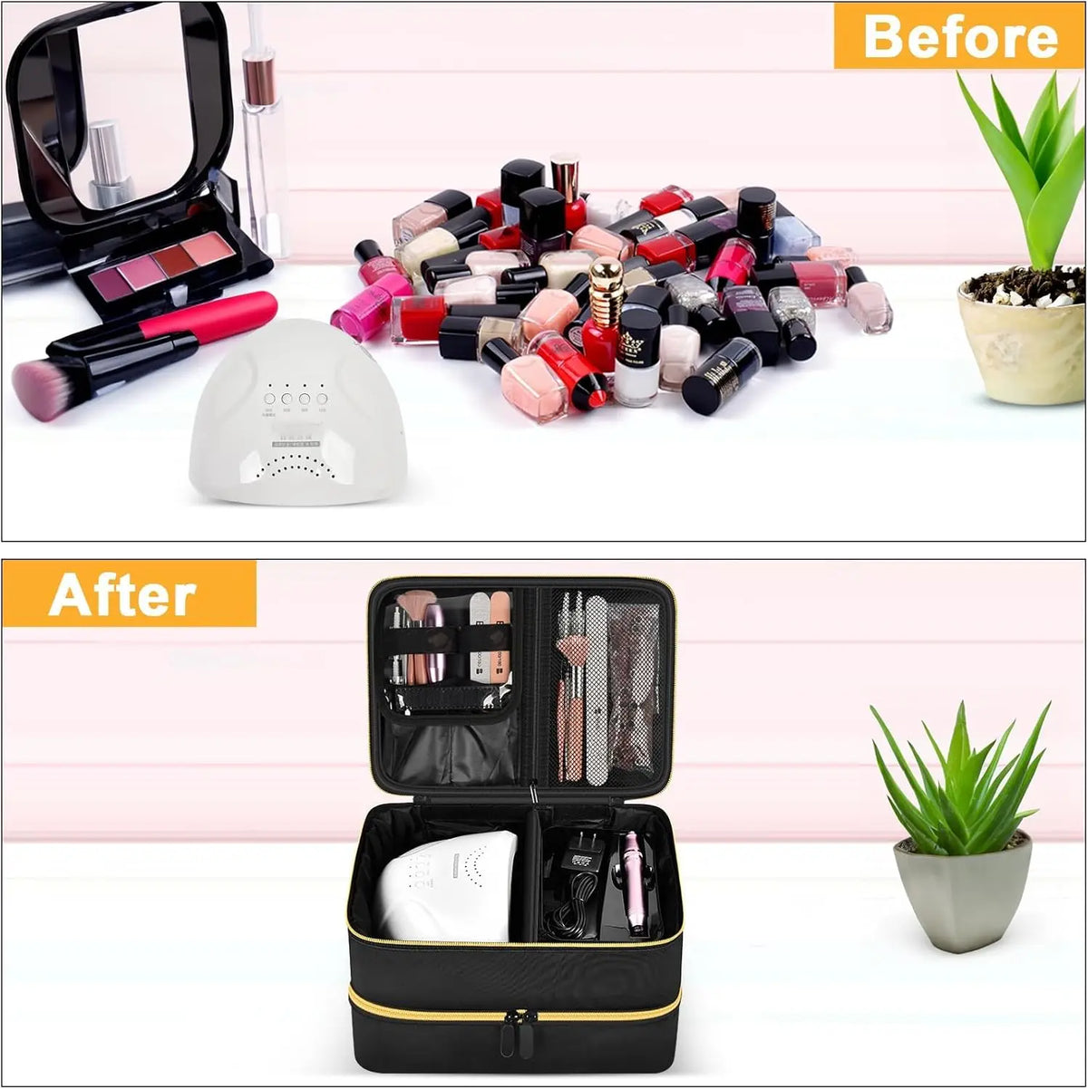 Nail Polish Organizer Case – Holds 40 Bottles, Double Layer Nail Storage Case Babs