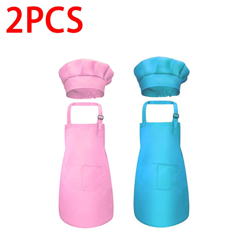 Kids Chef Apron & Hat Set – Kitchen Craft Painting PVC Apron