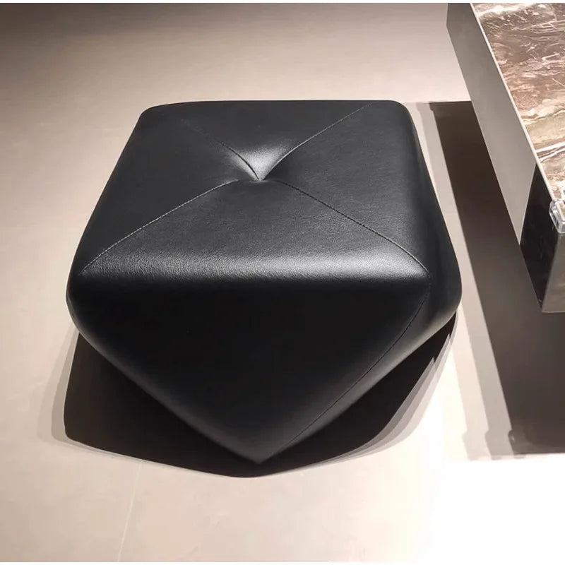 Octagonal Leather Ottoman Stool – Modern Luxury Living Room Seat Ottoman Stool Babs Small-Black