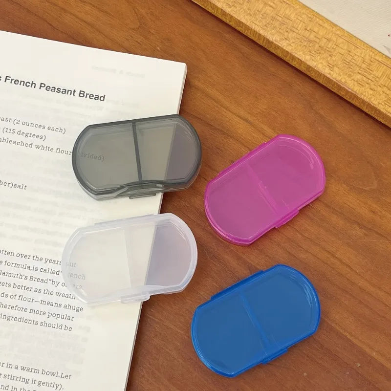 2-Grid Mini Portable Pill Box – Transparent, Waterproof Sealed Pill Organizer Box Babs
