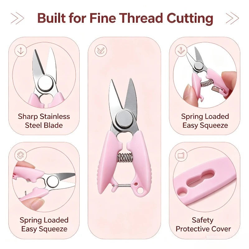 Mini Spring Thread Cutter – Portable Stainless Steel Pocket Scissors Embroidery Scissors Babs