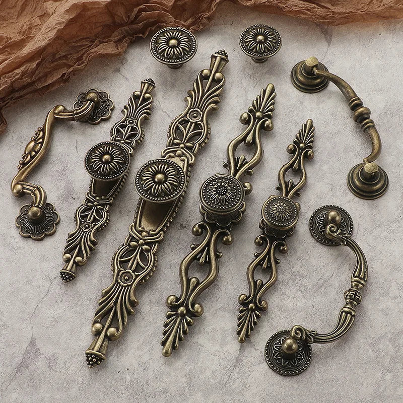 4pcs Vintage Bronze Cabinet Drawer Pull Handles – Zinc Alloy Cabinet Drawer Handles Babs