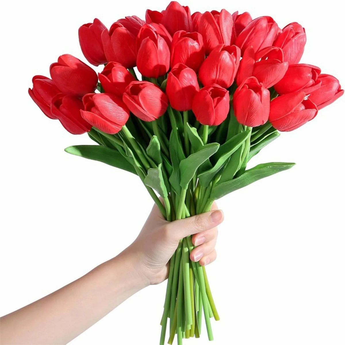10-Piece Realistic Artificial Tulips – Wedding & Home Decor Artificial Flowers Babs Red One Size