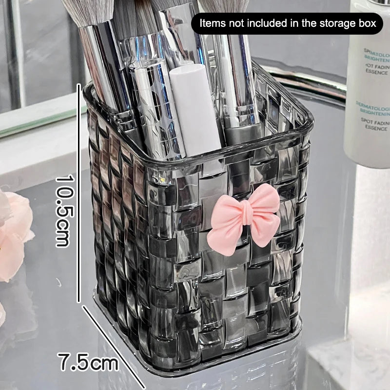 Desktop Pen Holder & Storage Box with Bow Decoration Desktop Pen Holder Babs A