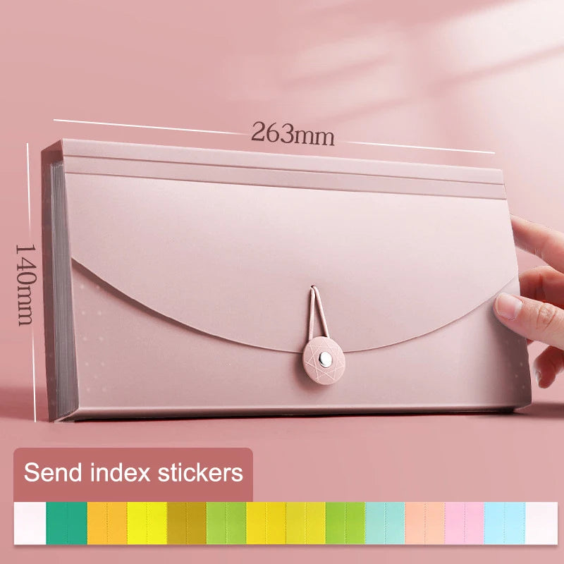 13-Pocket Accordion File Folder | Document & Receipt Organizer Accordion File Folder Babs 263MM pink