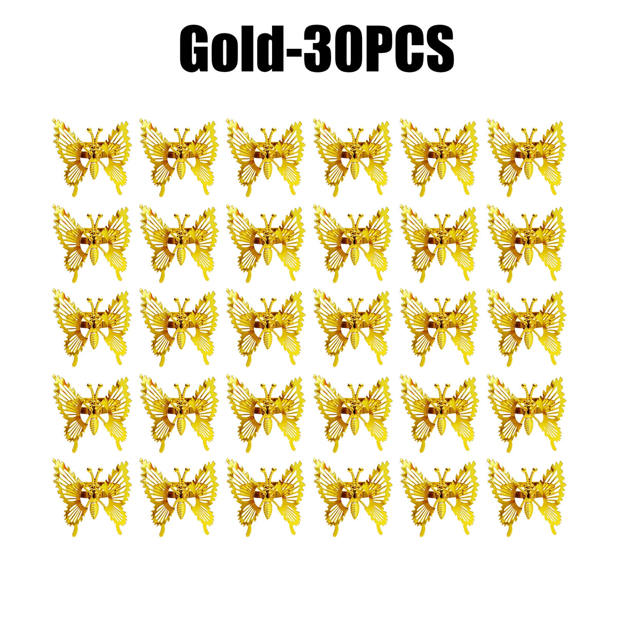 Spring Butterfly Napkin Rings Set | Wedding & Party Table Decor Napkin Rings Set Babs Gold 30PCS