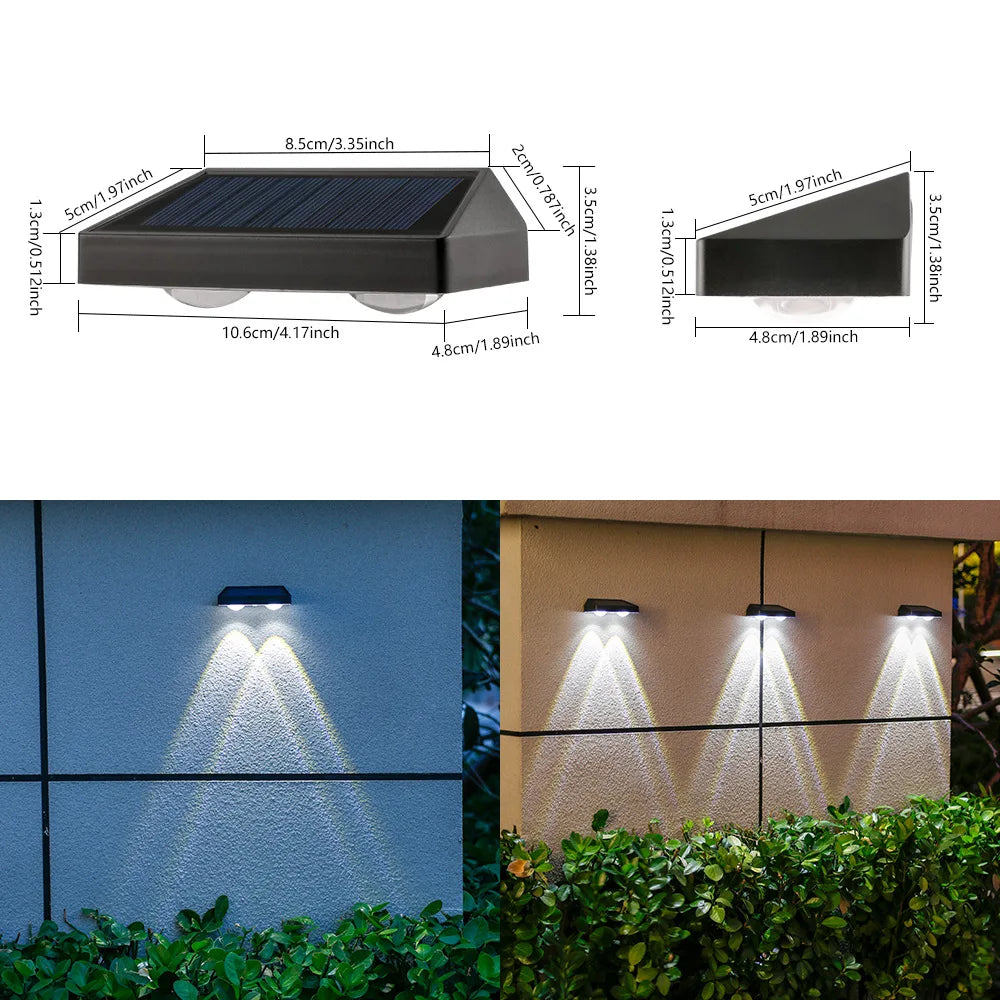 Solar LED Wall Light IP65 Waterproof – Garden, Deck & Pathway Solar Outdoor Light Babs White-2LED-2PCS