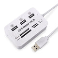 USB 2.0 Hub – 3-Port Splitter & Card Reader for Laptop & PC USB Hub Babs WHITE