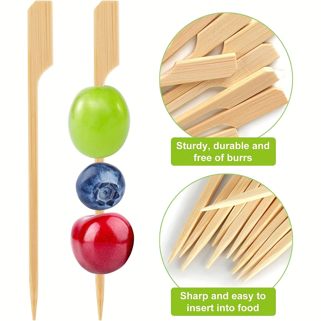 100PCS Bamboo Skewers – BBQ, Cocktail & Appetizer Picks Bamboo Skewers Babs