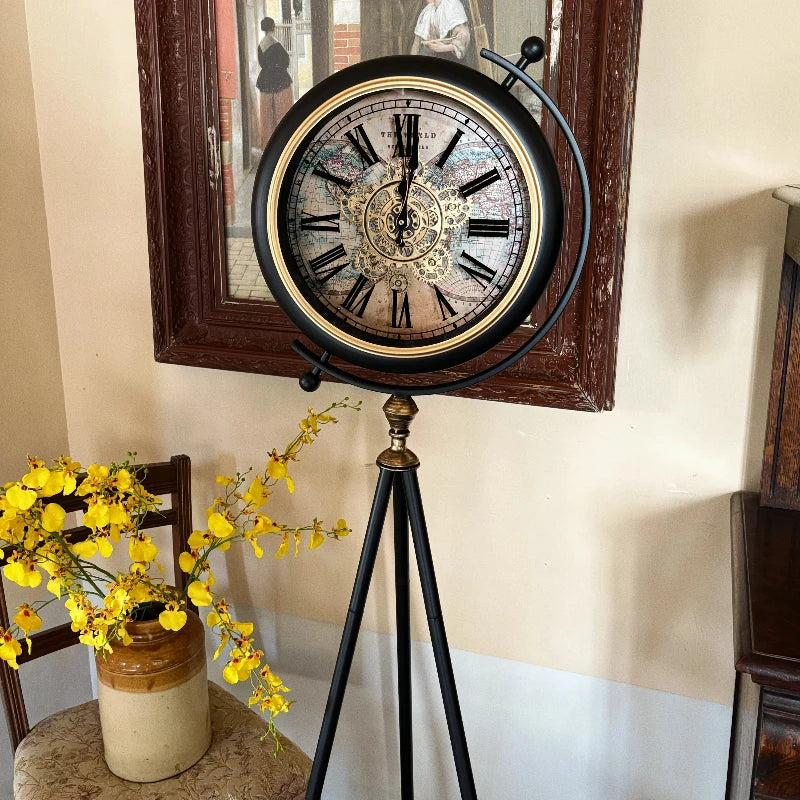 Vintage Retro Floor Clock | Silent Quartz Mechanical Gear Décor Decorative Floor Clock Babs