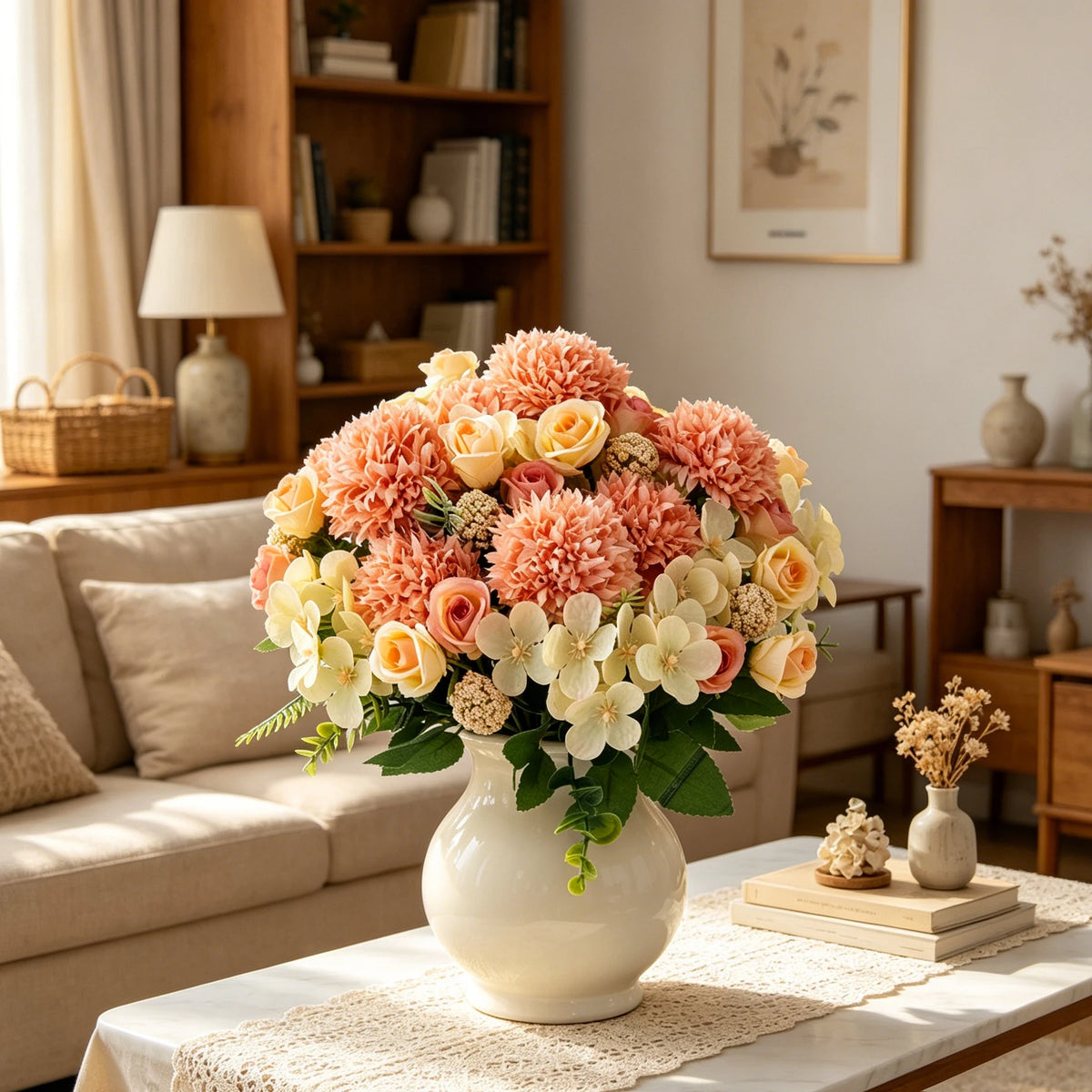 Artificial Silk Rose & Chrysanthemum Bouquet | Wedding & Home Décor Artificial Flower Bouquet Babs