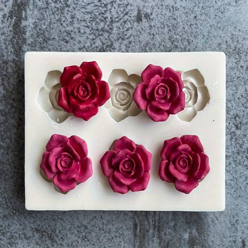 6-Cavity Rose Flower Silicone Mold – Candles & Soap Making Silicone Craft Mold Babs