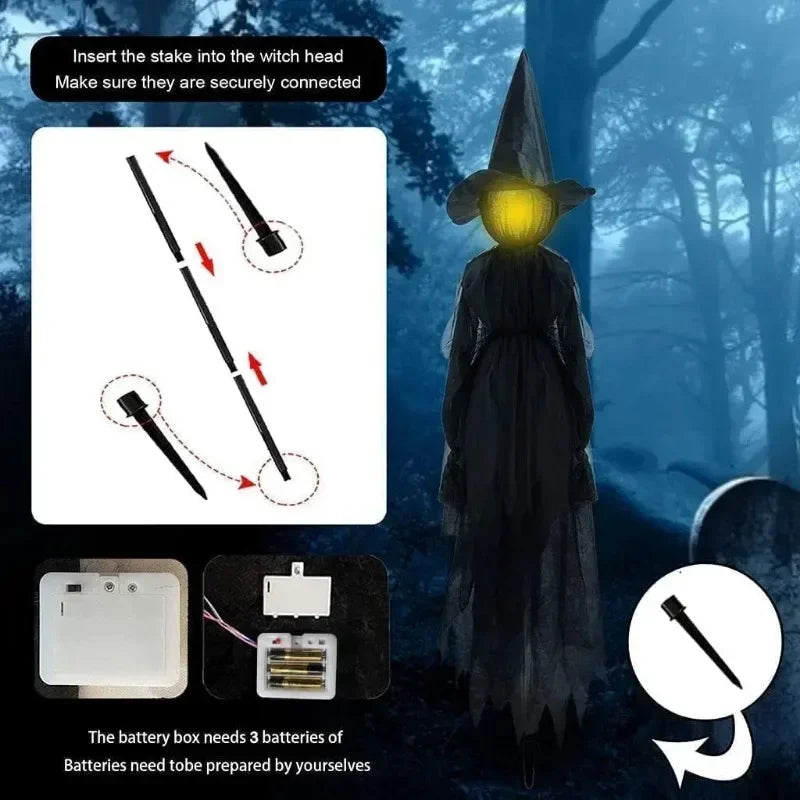 Glowing Halloween Witch Ornament | Sound-Activated LED Lights Halloween Outdoor Ornament Babs