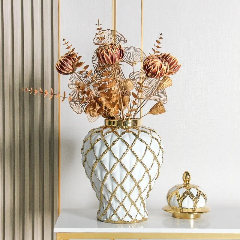 Electroplated Ceramic Vase – Luxury Ikebana Flower Decor Decorative Ceramic Vase Babs