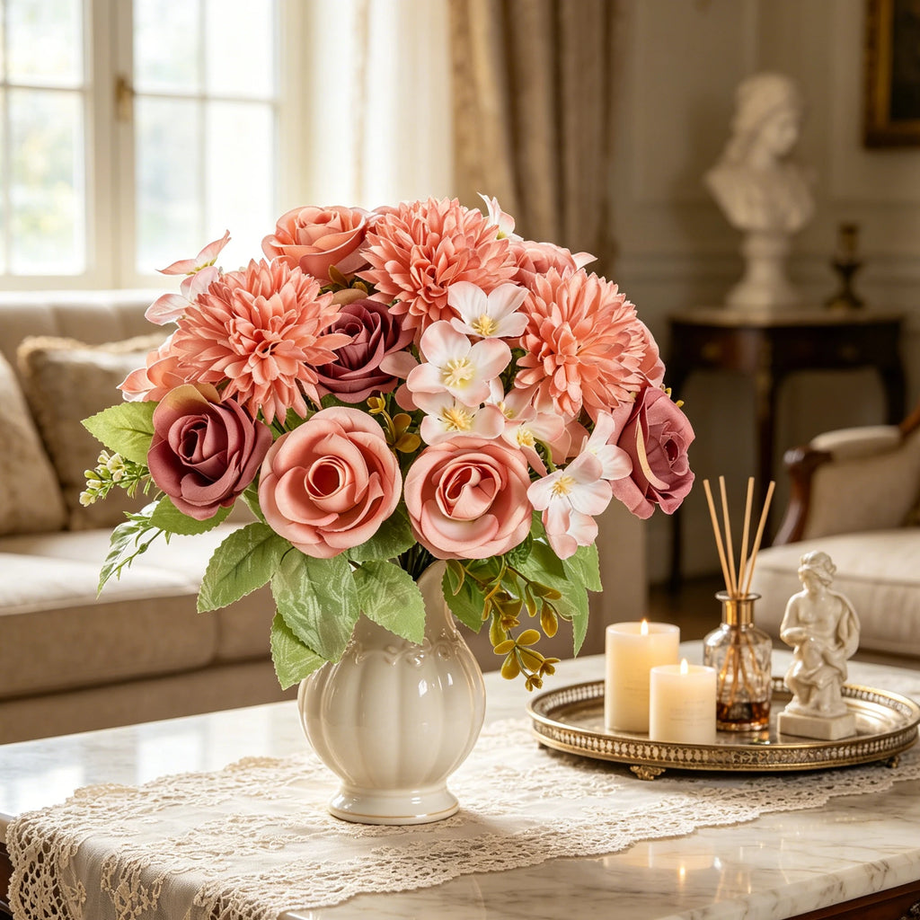 Artificial Silk Hydrangea Rose Bouquet | Wedding & Home Décor Artificial Flower Bouquet Babs