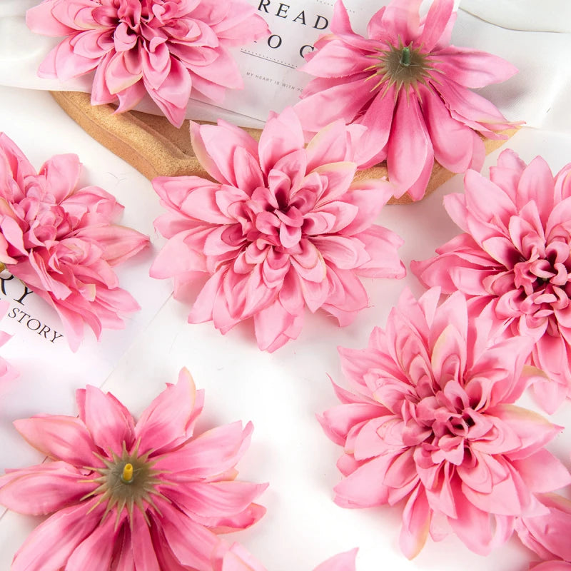 Silk Rose Dahlia Flower Heads for Wedding & DIY Decor Artificial Silk Flowers Babs color 13 15 pcs