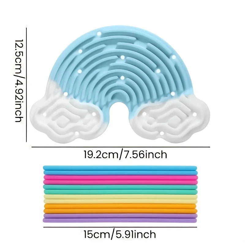 Rainbow Cloud Double-Sided Silicone Busy Board for Kids Sensory Busy Board Babs